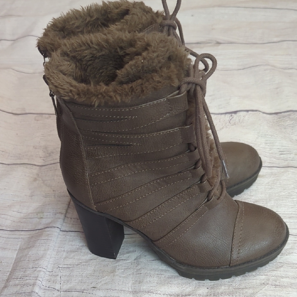 Guess Brown Heeled Boots with Faux Fur